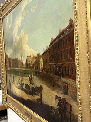 Lot 1302 - Edward Dayes (1763-1804) oil on canvas - Hanover Square, circa 1785, 71.5cm x 91.5cm, in fine 'Kent' frame.Provenance: property from Edward Curzon, 6th Earl Howe of Gopsall Park