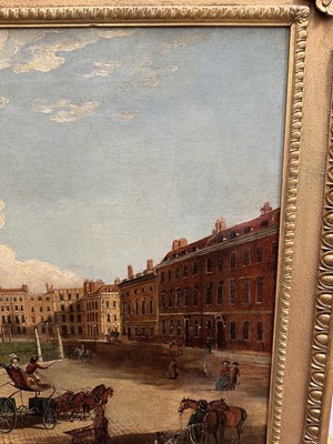 Lot 1302 - Edward Dayes (1763-1804) oil on canvas - Hanover Square, circa 1785, 71.5cm x 91.5cm, in fine 'Kent' frame.Provenance: property from Edward Curzon, 6th Earl Howe of Gopsall Park