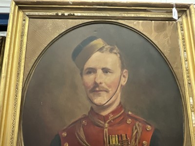 Lot 1426 - Leon Sprinck, early 20th century, oil on canvas - Portrait of a British Lancer, circa 1905, wearing medals including Boer War, 75cm x 65cm, in gilt frame