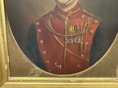 Lot 1426 - Leon Sprinck, early 20th century, oil on canvas - Portrait of a British Lancer, circa 1905, wearing medals including Boer War, 75cm x 65cm, in gilt frame