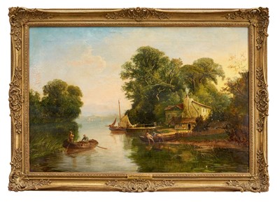 Lot 1432 - William Frederick Witherington (1785-1865) oil on canvas - Goring on Thames, signed and dated 1855, 61cm x 92cm, in gilt frame