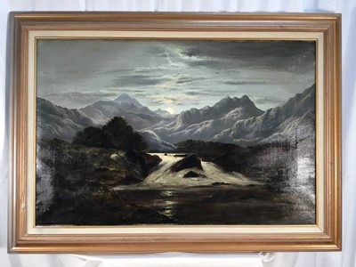 Lot 27 - Charles Leslie, oil on canvas, moonlit landscape