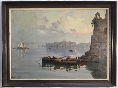 Lot 25 - A Nonetti oil on canvas, Italian coastal scene