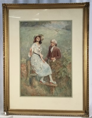 Lot 26 - G. L. Buchanan - watercolour, Rustic scene with shepherdess