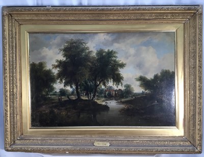 Lot 31 - Norwich School, oil on canvas, figures in a landscape