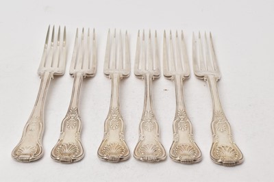 Lot 505 - Composite set of six George IV/William IV silver Kings pattern dinner forks