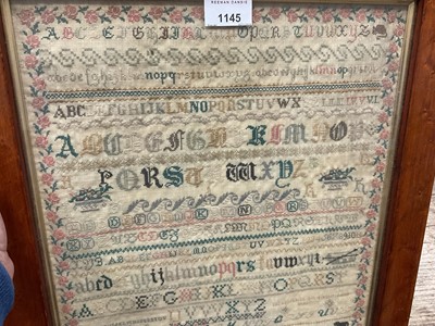 Lot 1145 - Early Victorian needlework sampler