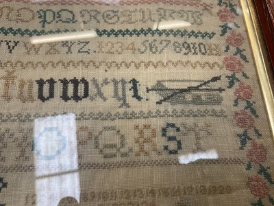 Lot 1145 - Early Victorian needlework sampler