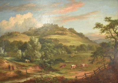 Lot 1314 - English School, 19th century, oil on canvas - An Arcadian Landscape, 51cm x 71cm, in gilt frame Provenance