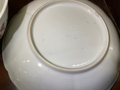 Lot 339 - Three 18th century Chinese famille rose porcelain tea bowls and saucer, and a non-matching tea cup and saucer (8)