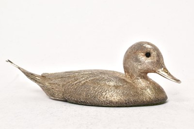 Lot 554 - Silver model of a pintail duck