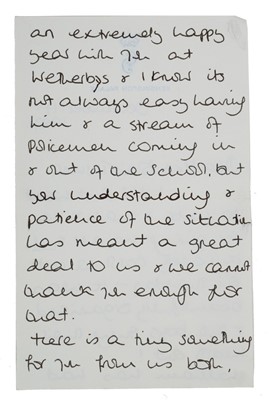 Lot 100 - H.R.H. Diana Princess of Wales, handwritten two page letter written on Kensington Palace headed writing paper with crowned CD monogram, dated December 17th, 1987. Written to Miss Frederika Blair...