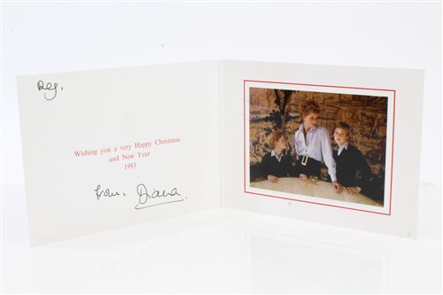 Lot 80 - HRH Diana Princess of Wales - signed 1993...