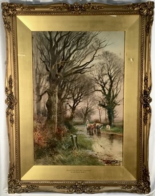 Lot 340 - Charles Henry Fox, 1915 watercolour - "Returning from the Meadows", signed and dated, in original glazed gilt frame