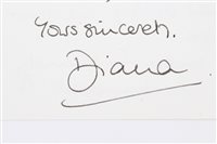 Lot 82 - HRH Diana Princess of Wales - handwritten...