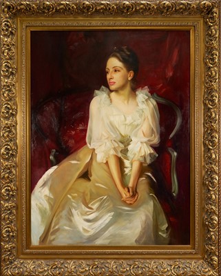 Lot 1402 - After John Singer Sargent (1856-1925) oil on canvas - Portrait of Miss Helen Dunham, 121cm x 90cm, in gilt frame