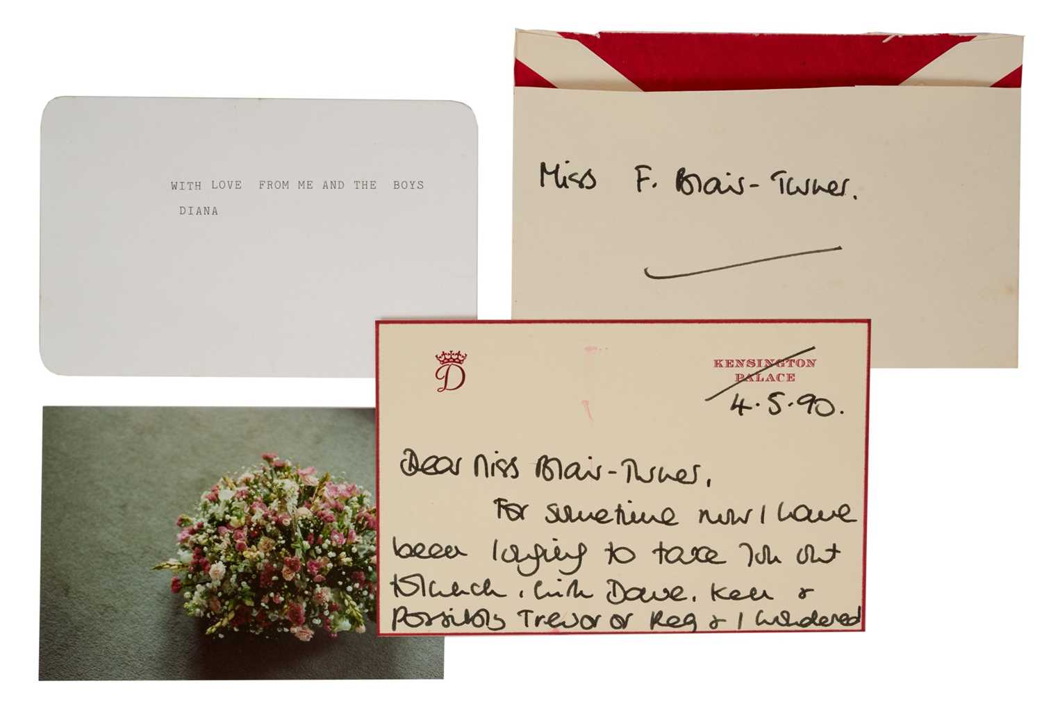 Lot 110 - H.R.H. Diana Princess of Wales, handwritten card dated 4.5.90. On Kensington Palace stationary with crowned D cypher. Inviting Miss Blair-Turner to have lunch with the Princess and her personal p...