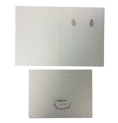 Lot 115 - H.R.H. Diana Princess of Wales, signed 1992 Christmas card with twin gilt Royal cyphers to cover, black and white photograph to the interior of the soleful young Princes, inscribed'Miss Blair-Tur...