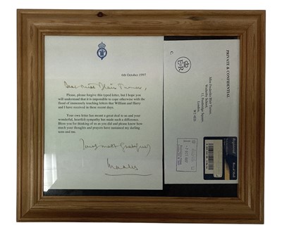 Lot 119 - H.R.H. Prince Charles Prince of Wales (now H.M. King Charles III) signed and inscribed typed letter dated 6th October 1997, written on Crowned P.O.W. crested stationary, ' Dear Miss Blair Turner'...