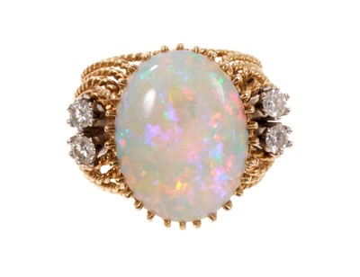 Lot 659 - 1960s opal and diamond cocktail ring