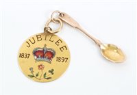 Lot 90 - Victorian gold (15ct) and enamel fob...