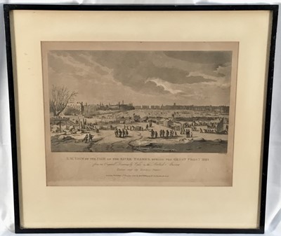 Lot 244 - 1820s engraving depicting The Great Frost on the River Thames 1683/4, published by Wilkinson 1825, 27cm x 34cm, in glazed frame