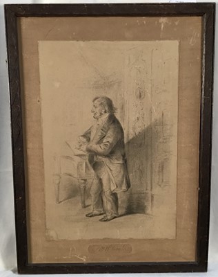 Lot 242 - After Alfred, Count D'Orsay 19th century black and white lithogrpah portrait of J. M. W. Turner (The Fallacy of Hope), 32cm x 22cm, framed