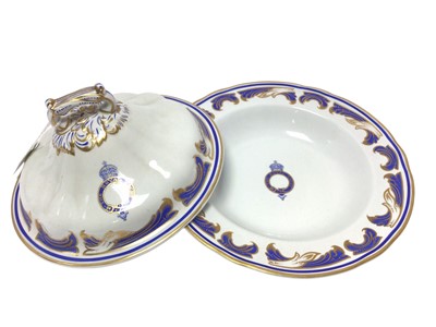 Lot 151 - H.M. King Edward VII, scarce W.T. Copeland China dish and associated cover made for the Royal Yacht Victoria & Albert II with crowned garter inscribed 'Her Majesty's Yacht' , blue and gilt scr...