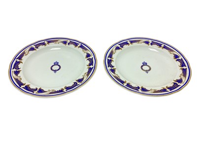 Lot 152 - H.M. King Edward VII, scarce pair Copeland Spode dinner plates made for the Royal Yacht Victoria & Albert II with crowned garter inscribed 'The Royal Yacht' , blue a...