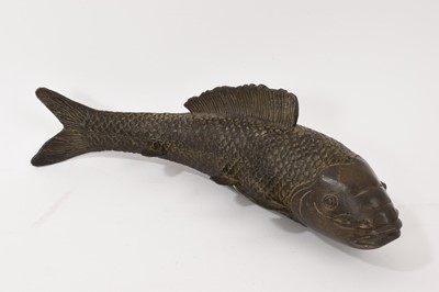 Lot 1184 - Bronze patinated model of koi carp