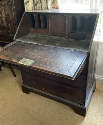 Lot 1683 - Early 18th century oak bureau