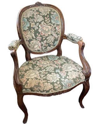 Lot 1206 - Louis XVI French fruitwood open armchair