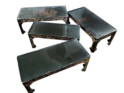 Lot 1685 - Early 20th century Chinese gilt lacquered nest of four tray top tables