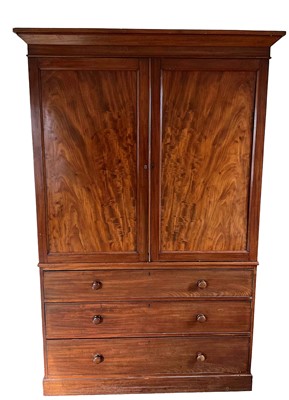 Lot 1687 - Victorian mahogany linen press