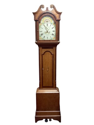 Lot 873 - George III oak and fruitwood inlaid 8-day long case clock by Thomas Wilson of Spalding.