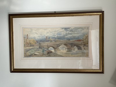 Lot 194 - George Parsons Norman (1840-1914) watercolour, Beccles Bridge