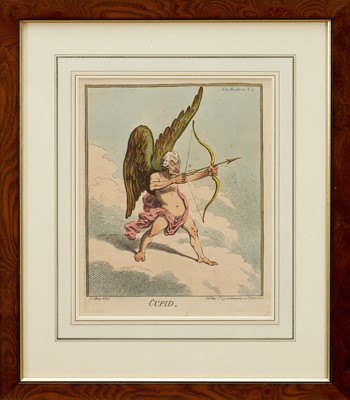 Lot 1236 - James Gillray (1756-1815) hand coloured etching - Cupid, published May 7th, 1799, by H. Humphrey, (1806), BM 12854, 24.5cm x 19.5cm, in glazed frame