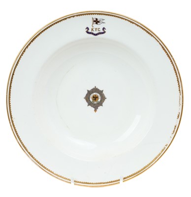 Lot 174 - H.I.M. Kaiser Wilhelm II, rare Mintons porcelain plate made for the Imperial Racing Yacht 'Meteor' finely painted with central star badge of the Imperial Order of the Black Eagle and Imperial Kie...