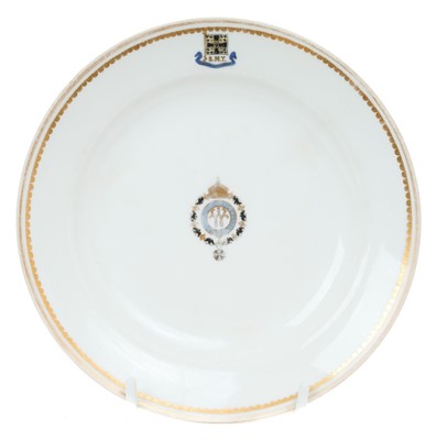 Lot 175 - H.I.M. Kaiser Wilhelm II, rare Berlin K.P.M. porcelain side plate made for the Imperial Racing Yacht 'Meteor' finely painted with central star badge of the Imperial Order of the Black Eagle and I...