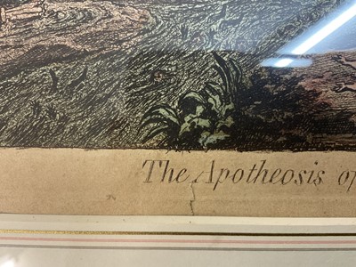 Lot 1243 - James Gillray (1756-1815) hand coloured etching - The Apotheosis of Hoche, published '11th, 1798', by H. Humphrey, BM 9156, 51cm x 38.5cm, in glazed frame