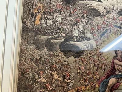 Lot 1243 - James Gillray (1756-1815) hand coloured etching - The Apotheosis of Hoche, published '11th, 1798', by H. Humphrey, BM 9156, 51cm x 38.5cm, in glazed frame