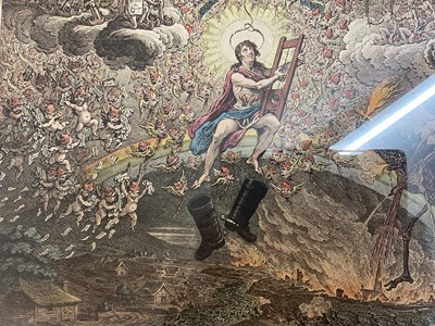 Lot 1243 - James Gillray (1756-1815) hand coloured etching - The Apotheosis of Hoche, published '11th, 1798', by H. Humphrey, BM 9156, 51cm x 38.5cm, in glazed frame