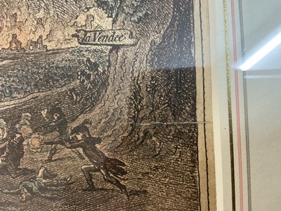 Lot 1243 - James Gillray (1756-1815) hand coloured etching - The Apotheosis of Hoche, published '11th, 1798', by H. Humphrey, BM 9156, 51cm x 38.5cm, in glazed frame
