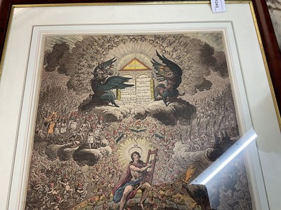 Lot 1243 - James Gillray (1756-1815) hand coloured etching - The Apotheosis of Hoche, published '11th, 1798', by H. Humphrey, BM 9156, 51cm x 38.5cm, in glazed frame
