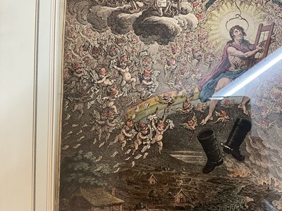 Lot 1243 - James Gillray (1756-1815) hand coloured etching - The Apotheosis of Hoche, published '11th, 1798', by H. Humphrey, BM 9156, 51cm x 38.5cm, in glazed frame