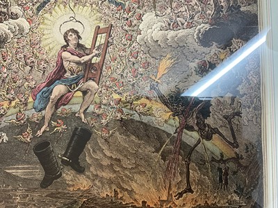 Lot 1243 - James Gillray (1756-1815) hand coloured etching - The Apotheosis of Hoche, published '11th, 1798', by H. Humphrey, BM 9156, 51cm x 38.5cm, in glazed frame