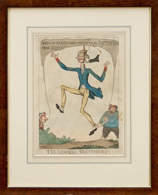 Lot 1248 - Richard Newton (c.1777-1798) hand coloured engraving - The General Sentiment, published March 22nd, 1797, by S.W. Fores, BM 8999, 34cm x 24cm, in glazed frame