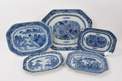 Lot 398 - Group of 18th century Chinese blue and white export serving dishes