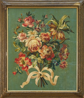 Lot 1297 - French School, late 19th/early 20th century, pair of oils on canvas laid onto panel Still Life Floral Sprays