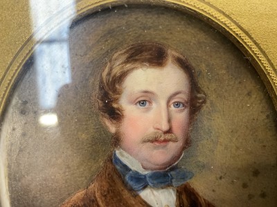 Lot 1157 - Mid 19th century English School portrait on ivory depicting Evan Lloyd, oval, in period frame